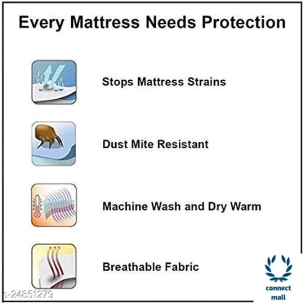 Feather Soft Quilted Micro Fabric Waterproof Elastic Strap Mattress Protector - LXW:78in X72in, White